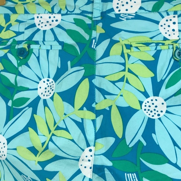 Lily Pulitzer Women’s Teal Light Blue Floral Capri Pants Size 6 - Picture 7 of 8